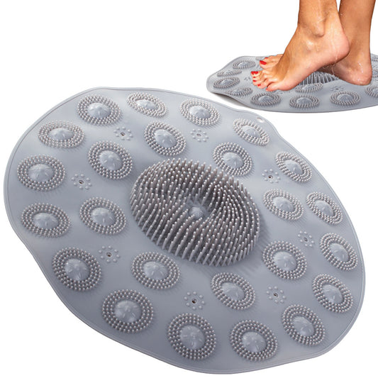 Douchemat - Antislip en Voetmassage mat met zuignappen - Ø 37 cm - Grijs