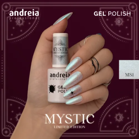 Andreia Gellak - Transparant Blauw en Gouden Mysterieuze Glitters - Mystic MS1 - 10,5ml