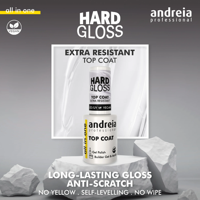 Andreia Hard Gloss Top Coat - All in One - Extra bestendig - Vegan - 10,5ml